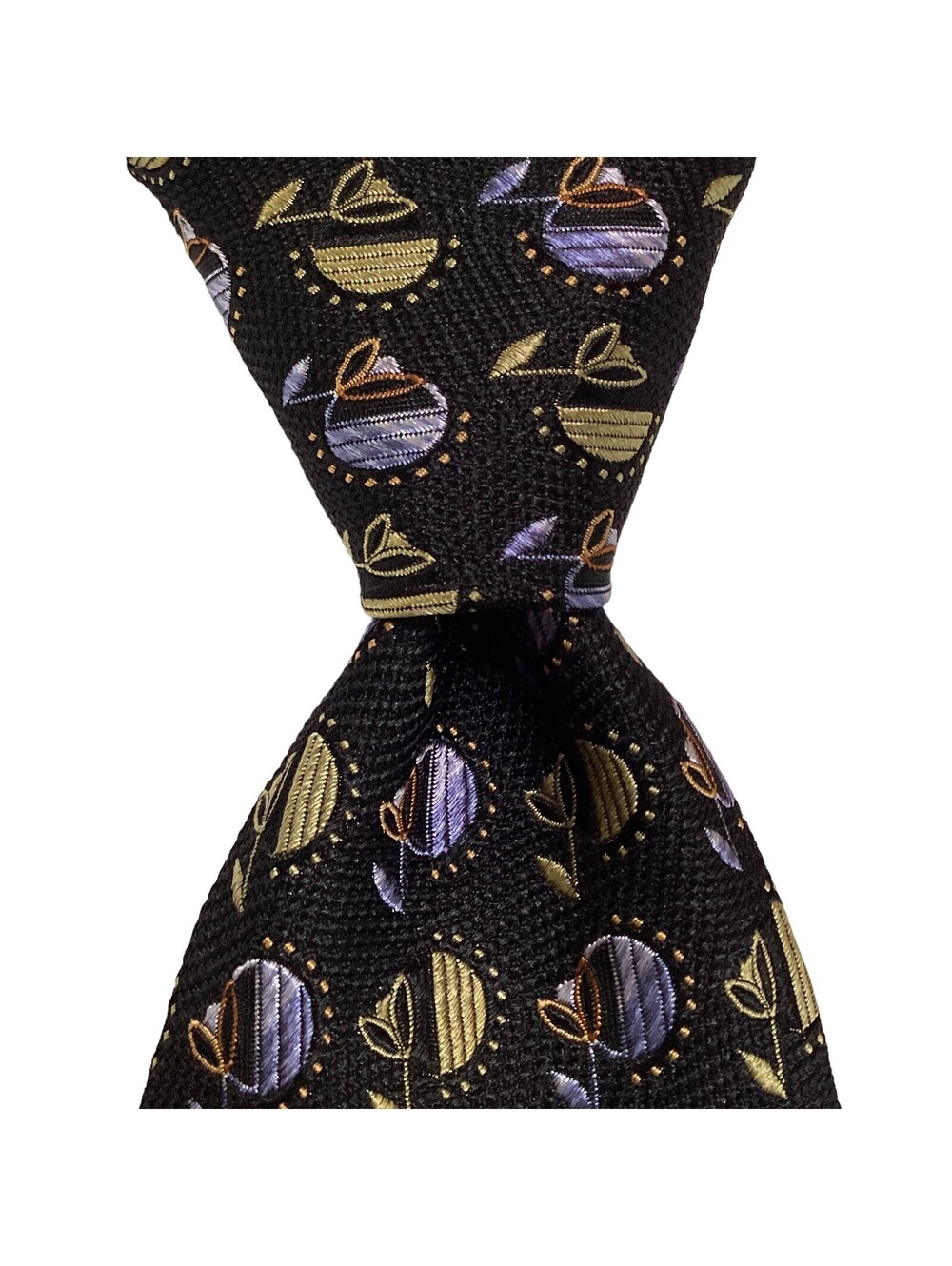 Robert Talbott Best of Class Men's Silk Necktie USA Designer Geometric Black EUC